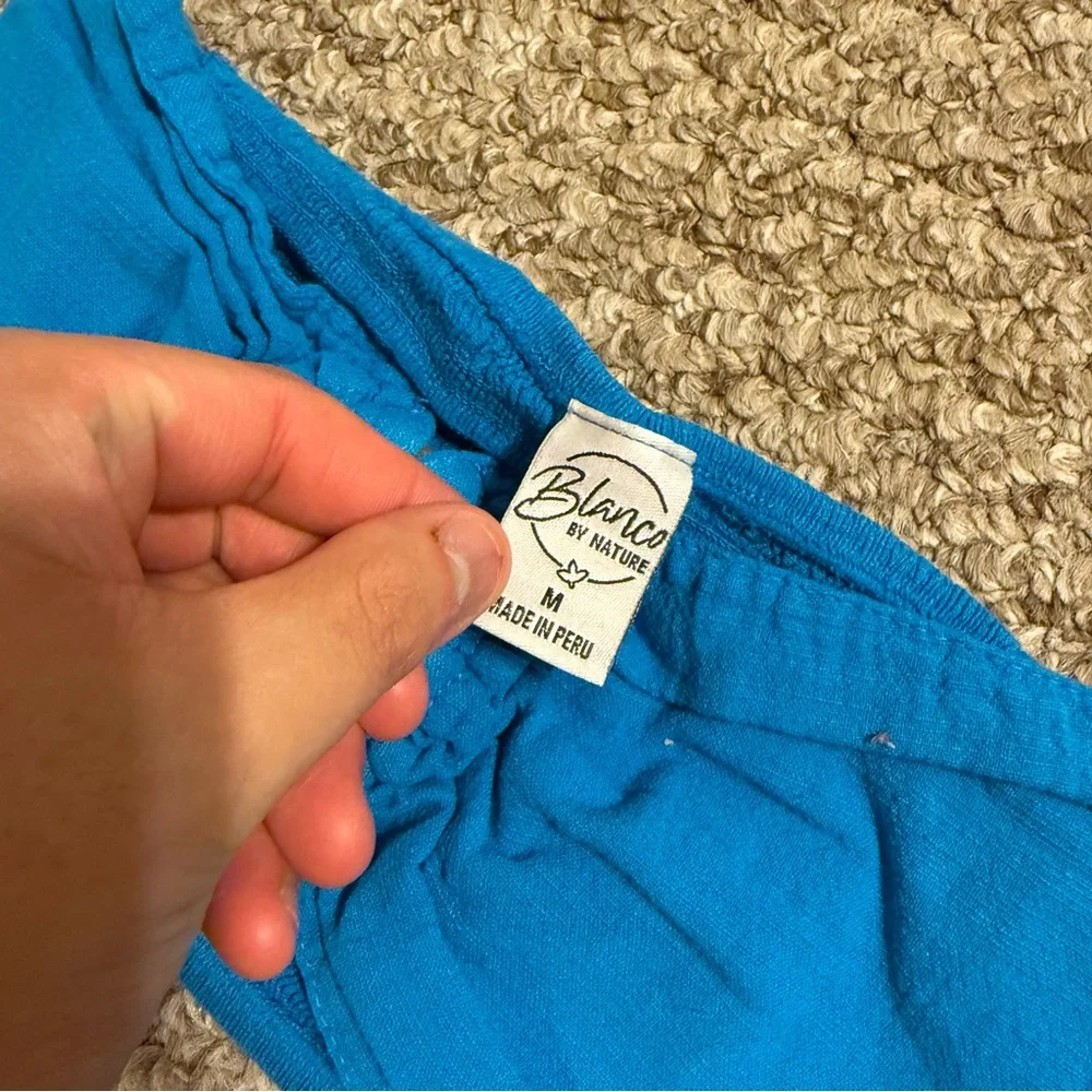 Blanco By Nature Women’s Size Medium Vibrant Blue Ruched Back Bandeau Crop Top - Picture 4 of 6